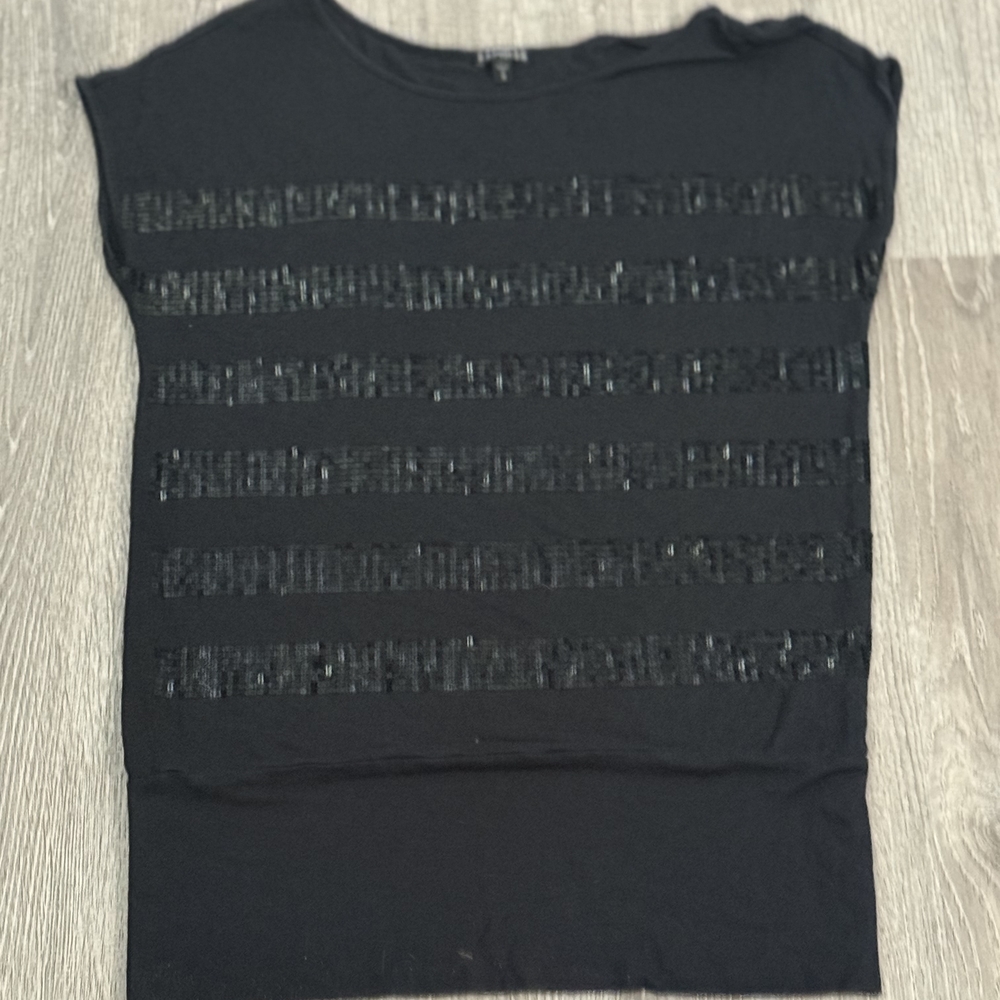 Express Black Sequin Short Sleeve Top